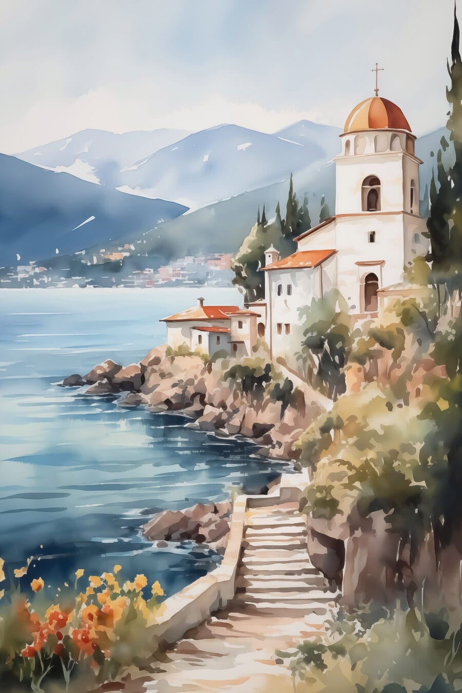 Escalera hacia la costa — diseño completo