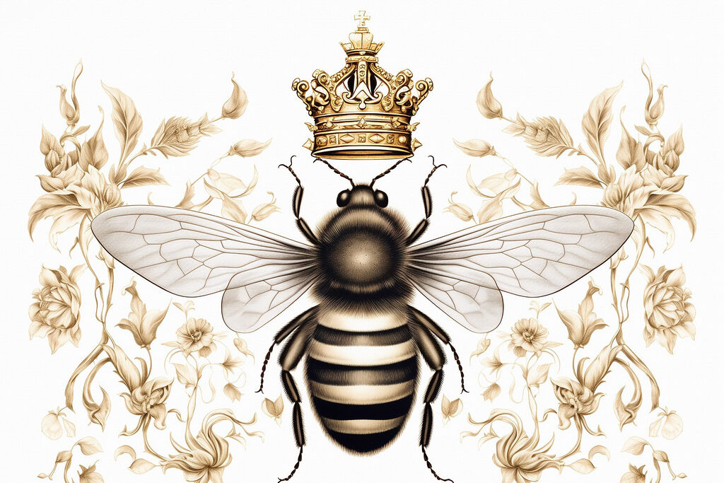 Abeja con corona real — diseño completo