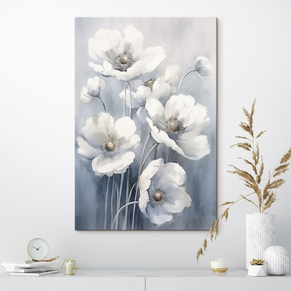 Amapolas blancas sobre gris — interior 2