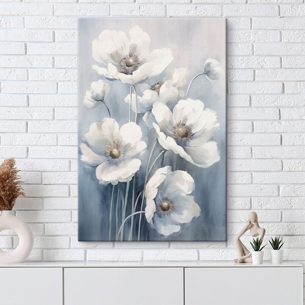 Amapolas blancas sobre gris — interior 1