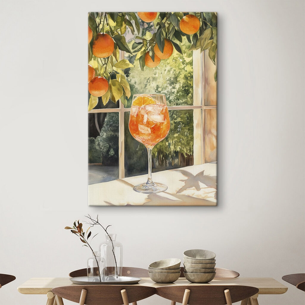 Spritz entre naranjas en un interior