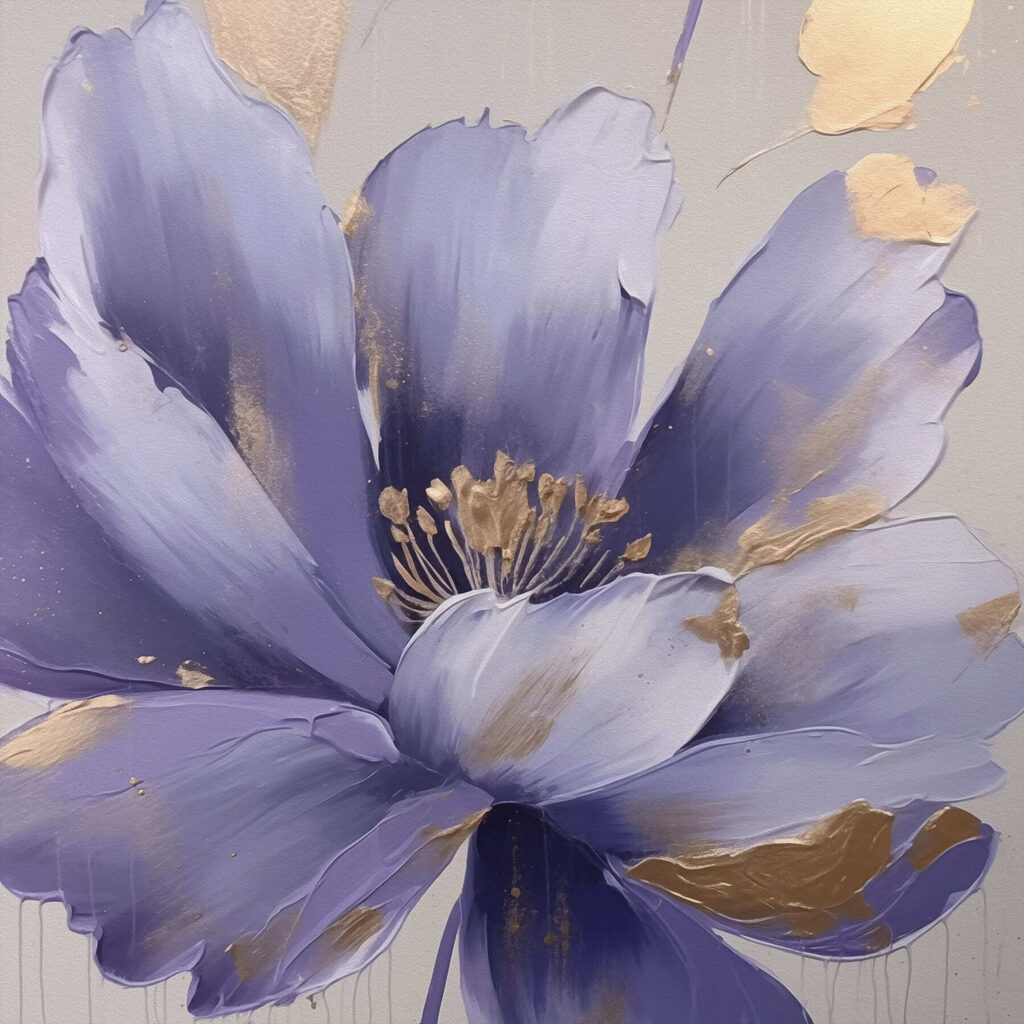 Flor lila con oro — diseño completo