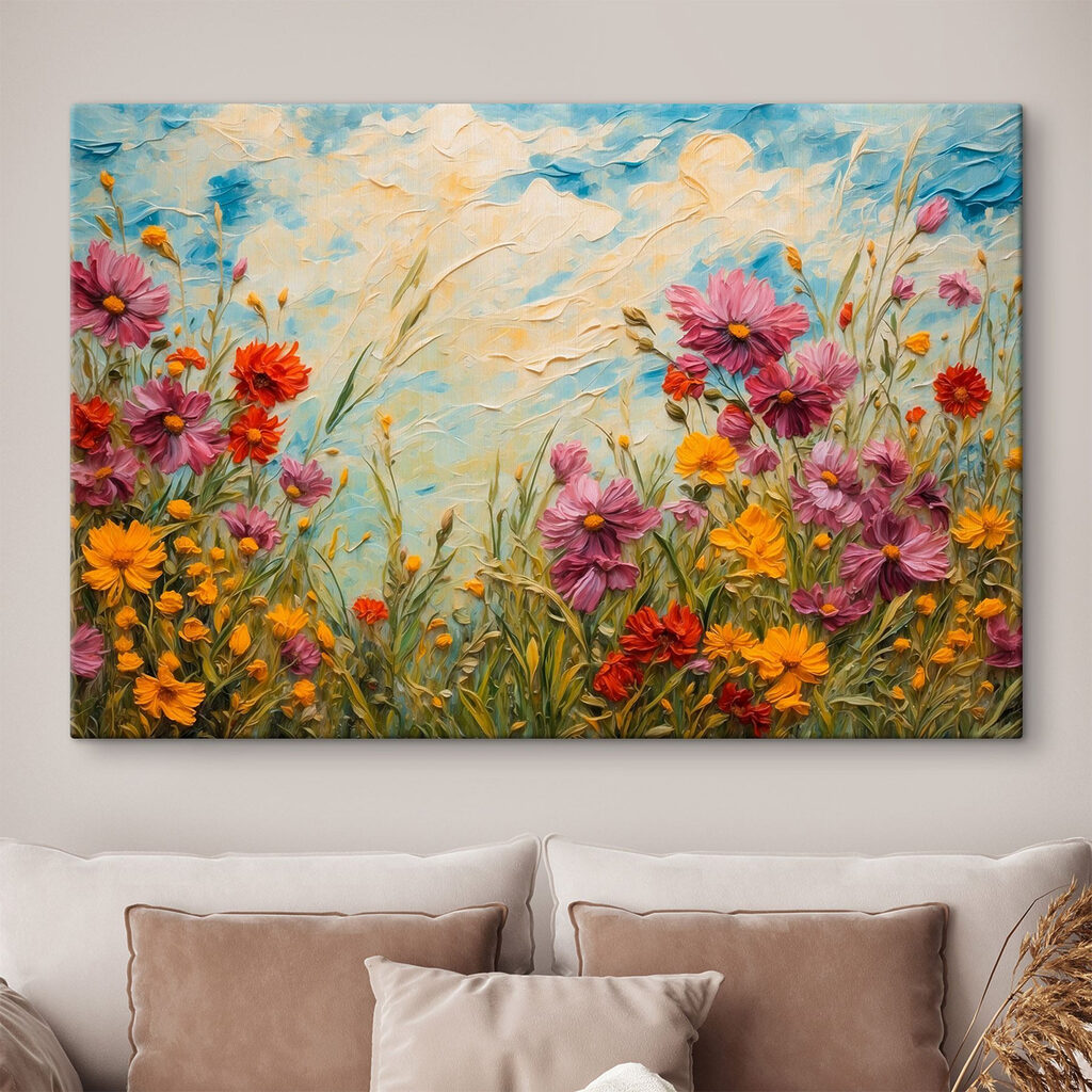 Sendero luminoso con flores en un interior
