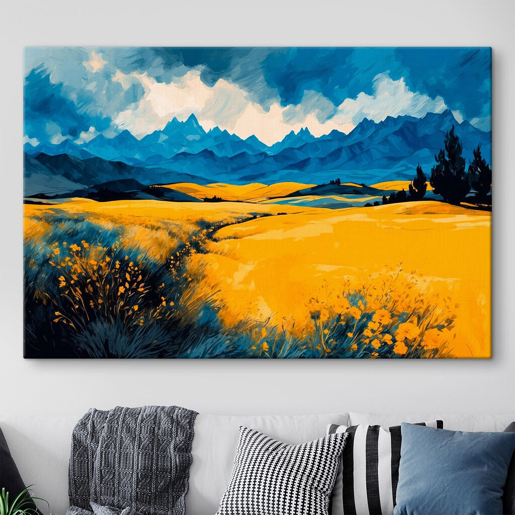 Pradera amarilla y montañas — interior 1