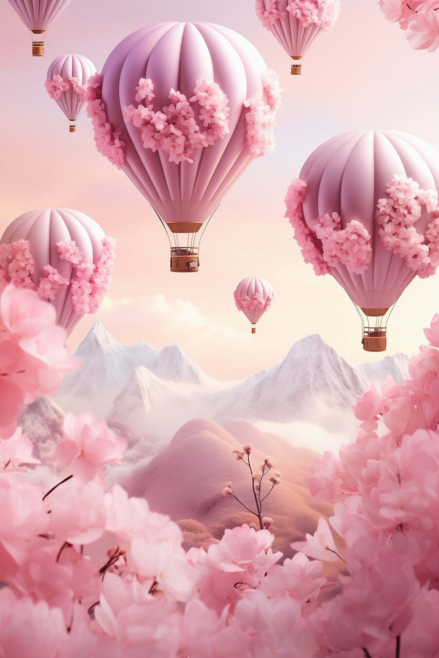 Globos aerostáticos rosas — diseño completo