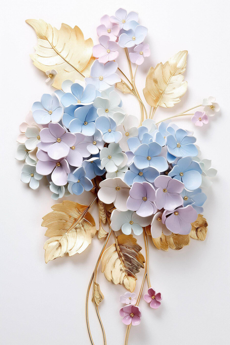 Flores pastel y oro — diseño completo