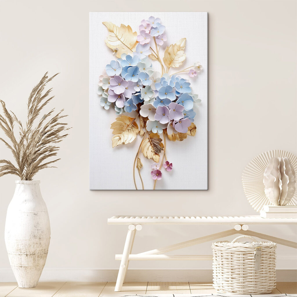 Flores pastel y oro — interior 1
