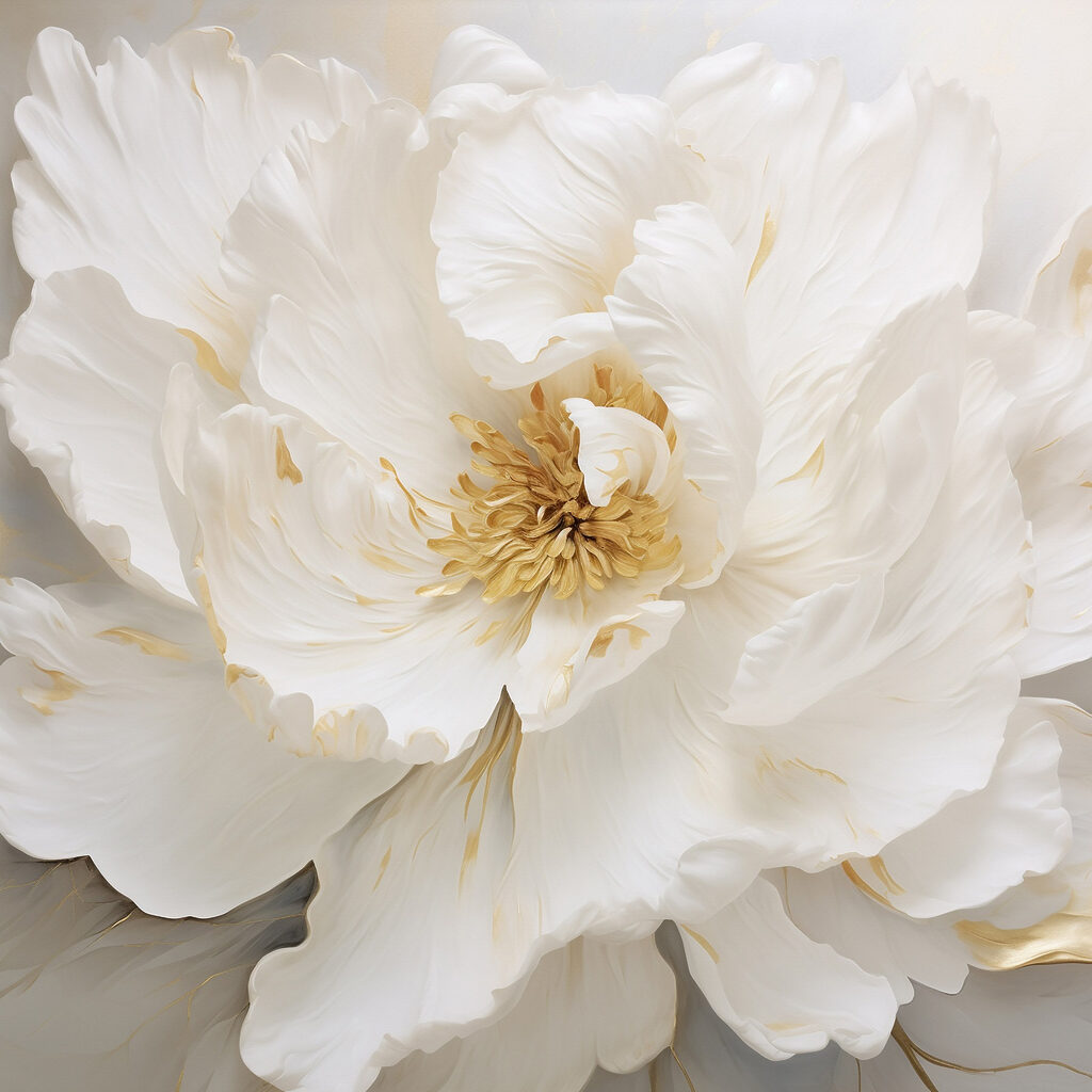 Peonía blanca de cerca — diseño completo