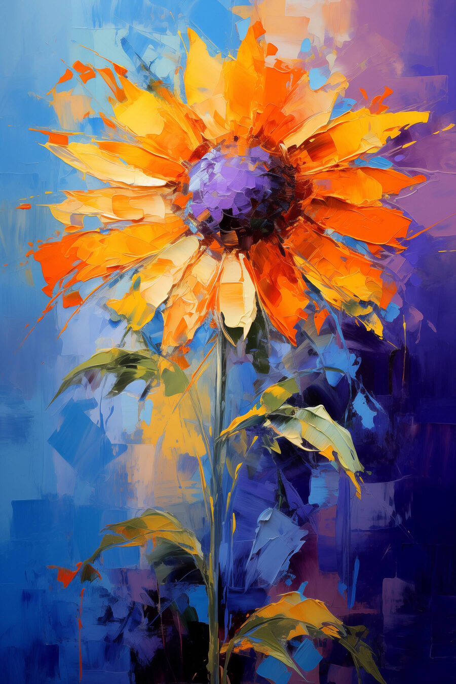 Girasol sobre azul cobalto — diseño completo