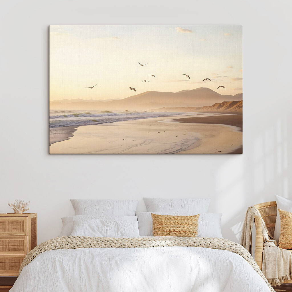 Aves sobre la playa en un interior