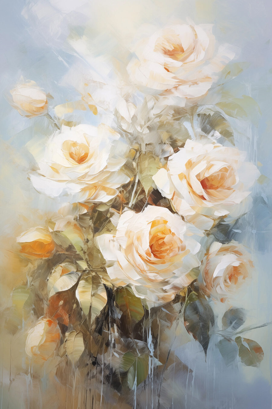 Rosas crema en trazos — diseño completo