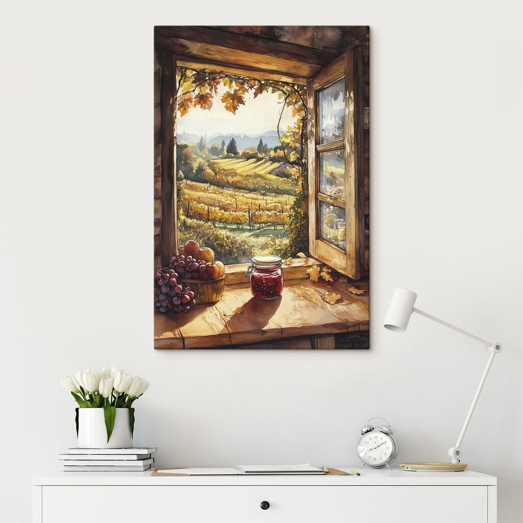 Ventana otoñal sobre viñedo — interior 2