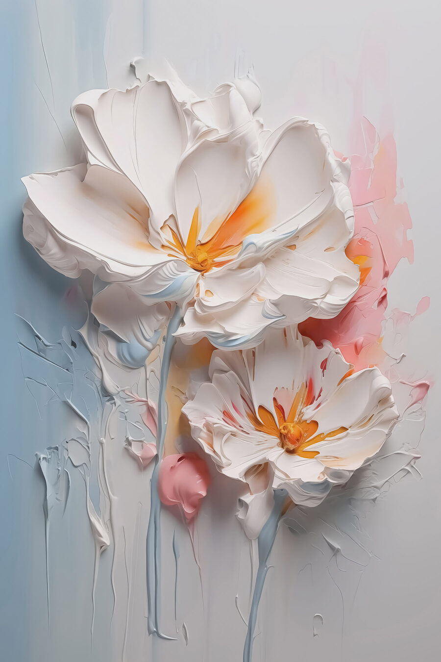 Flores blancas y melocotón — diseño completo