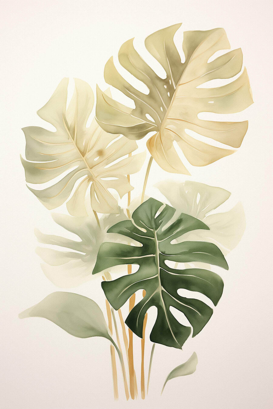 Monstera verde amarillento — diseño completo