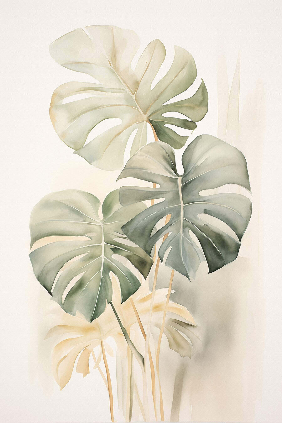 Monstera de hojas pálidas — diseño completo