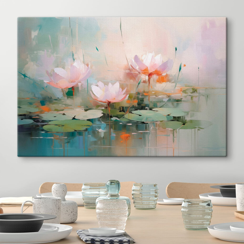 Nenúfares rosas en pastel en un interior
