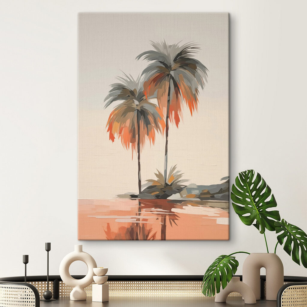 Palmeras sobre agua melocotón — interior 1