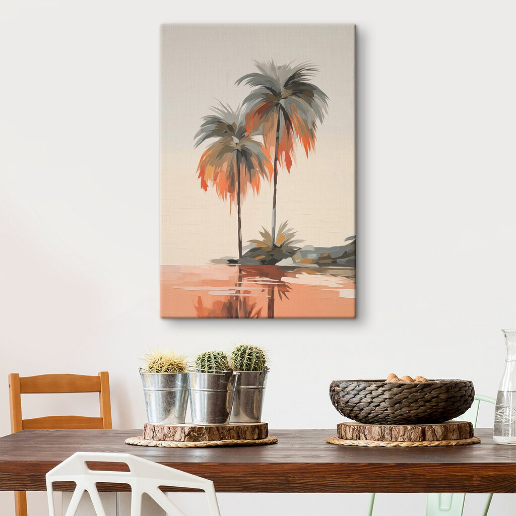 Palmeras sobre agua melocotón — interior 2