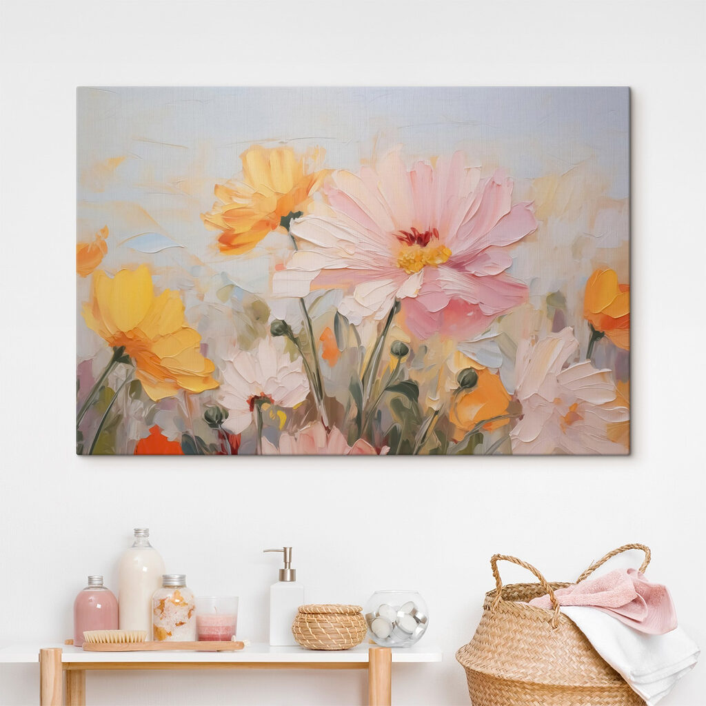 Flor rosa entre amarillos — interior 1