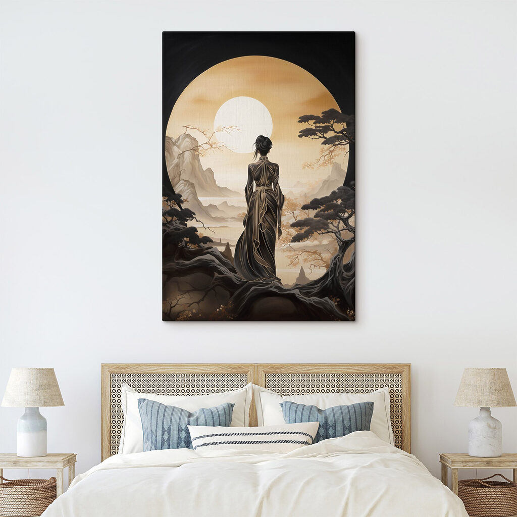 Mujer ante círculo dorado — interior 2