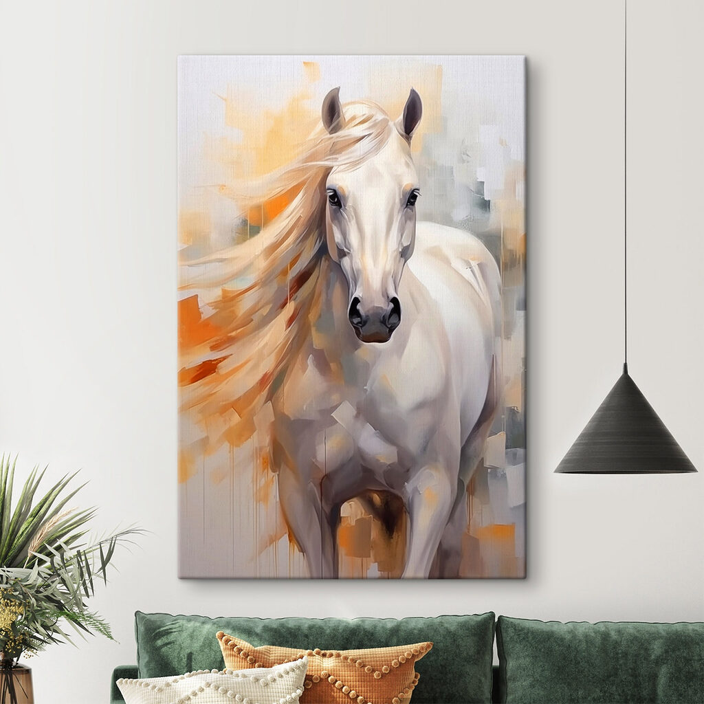Caballo blanco, crines naranjas — interior 2