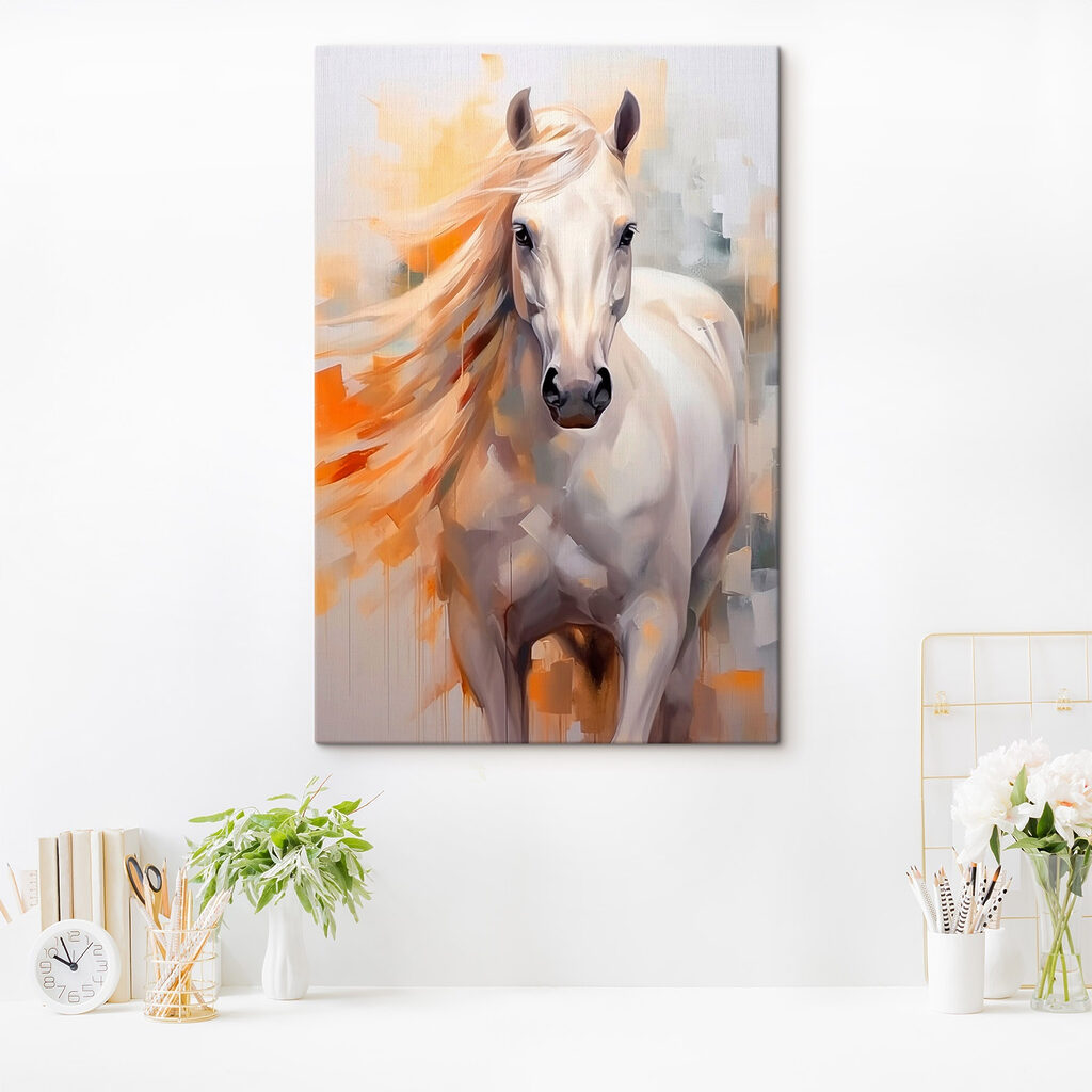 Caballo blanco, crines naranjas — interior 1