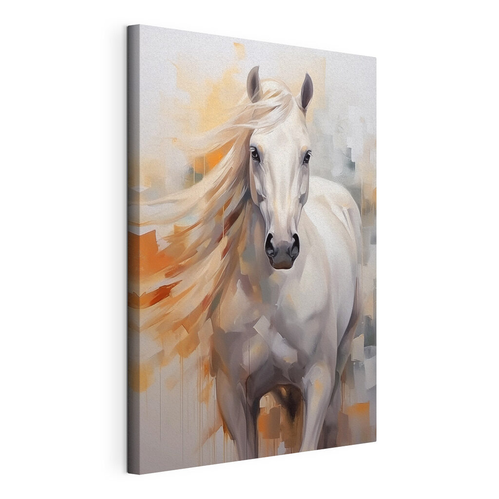 Caballo blanco, crines naranjas — vista del producto
