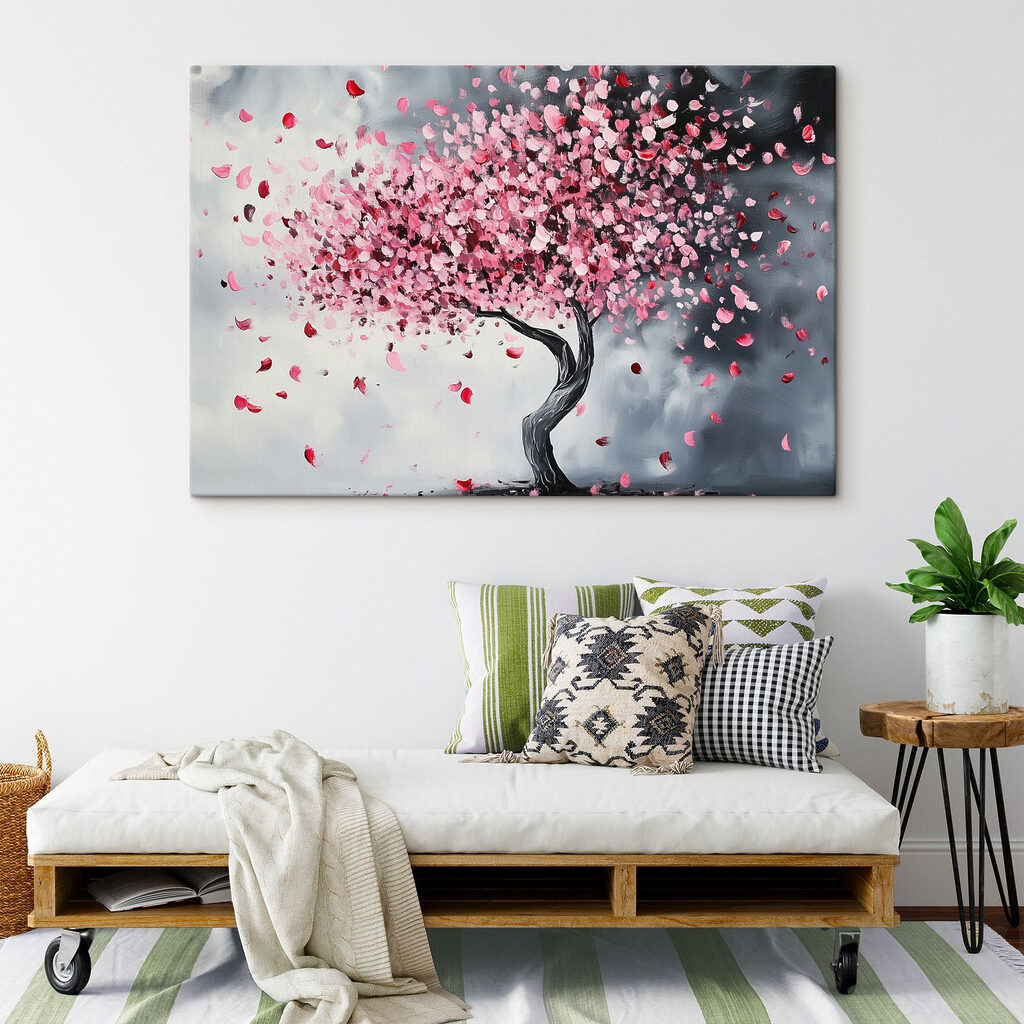 Árbol con pétalos rosas — interior 2
