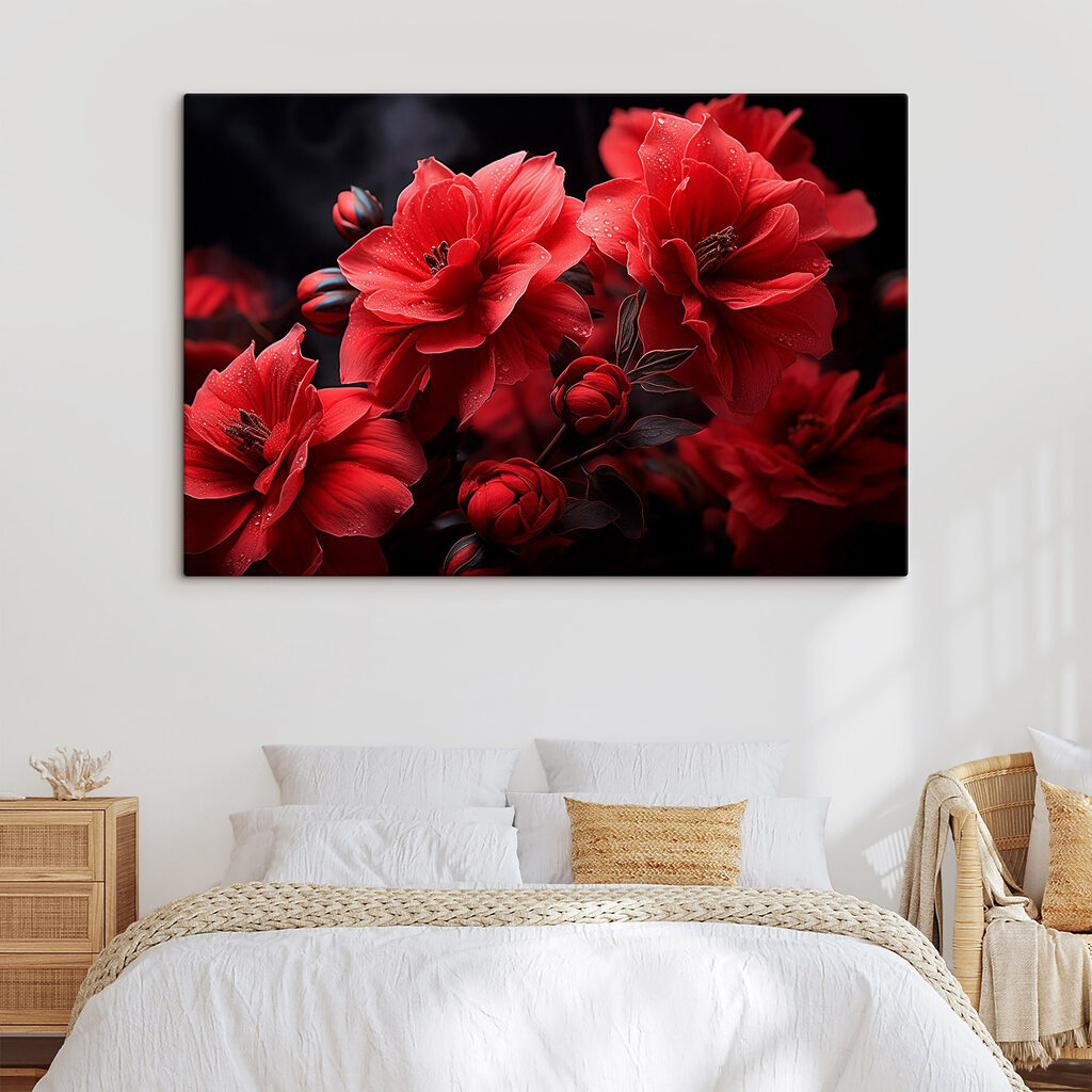 Flores rojas sobre negro — interior 2