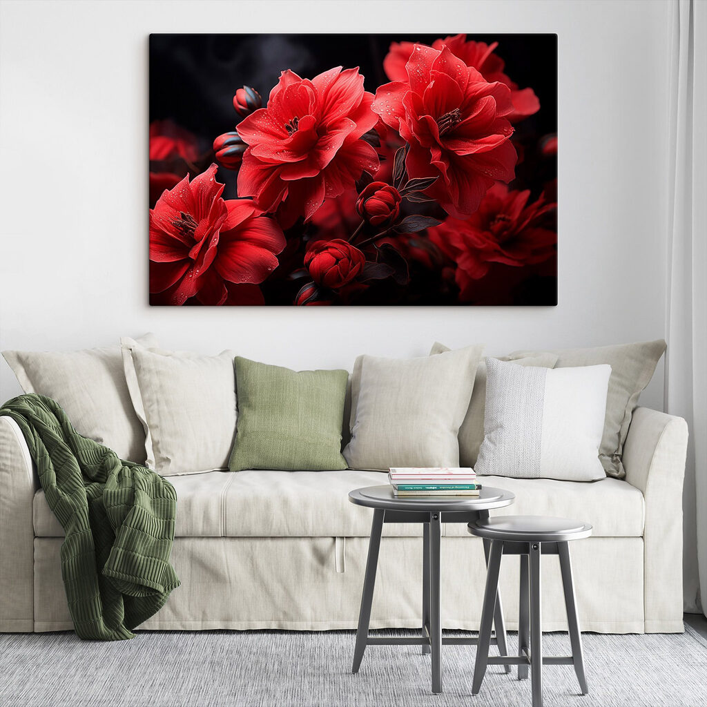 Flores rojas sobre negro — interior 3