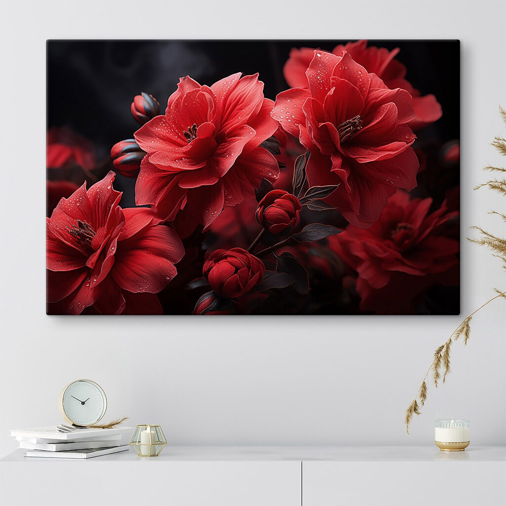 Flores rojas sobre negro — interior 1