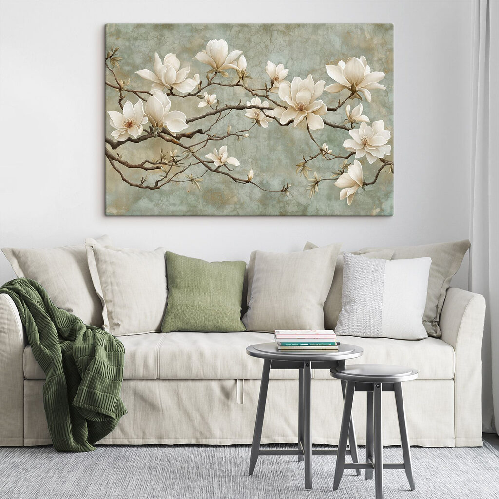 Magnolia sobre ramas grises — interior 3