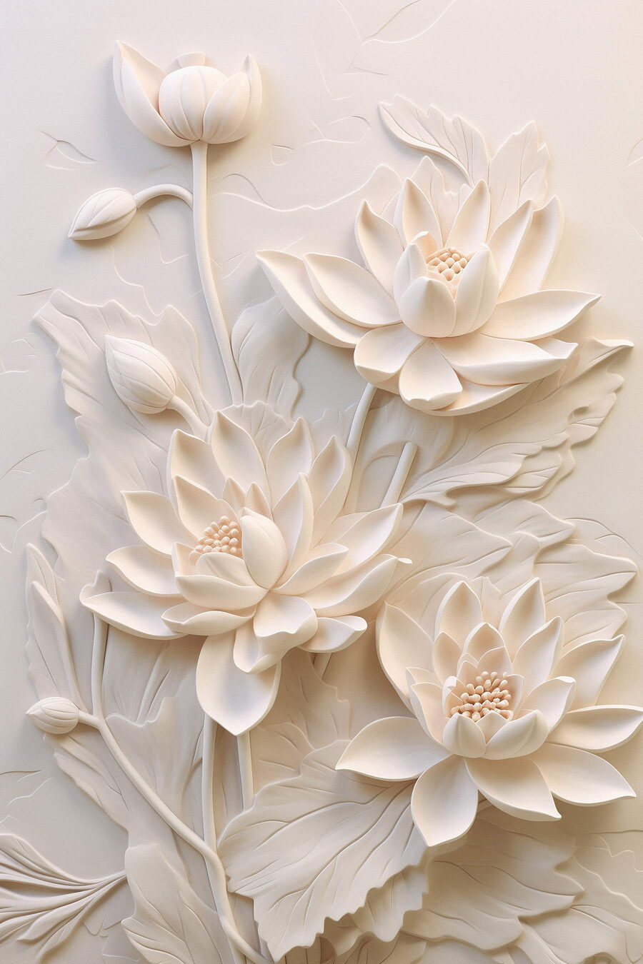Flores crema y capullos — diseño completo