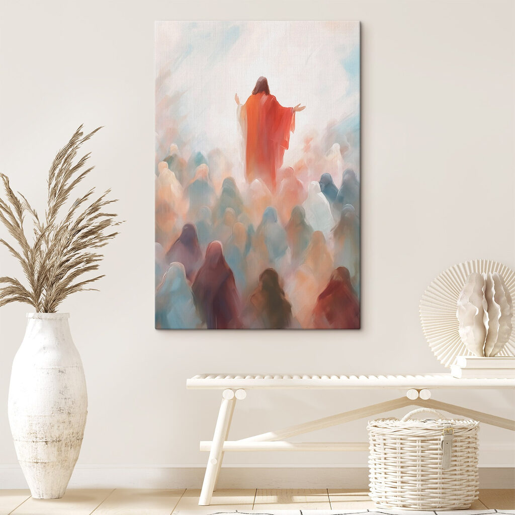 Manto rojo sobre multitud — interior 2