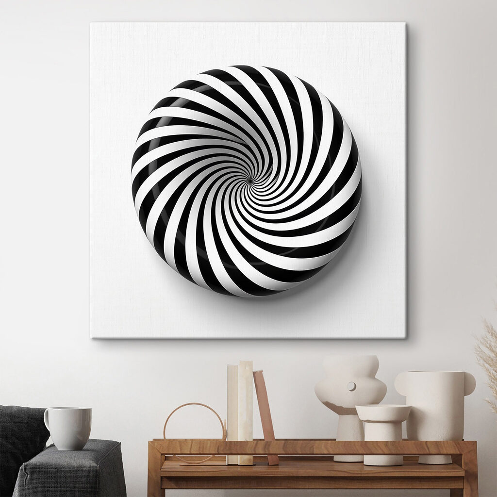 Espiral blanca y negra en un interior
