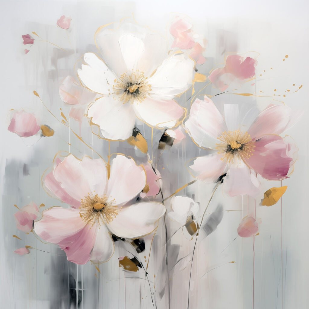 Flores blancas y rosadas — diseño completo