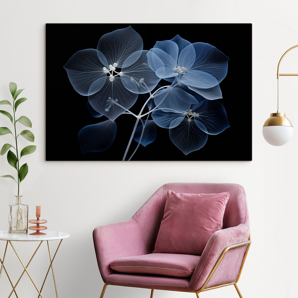 Flores azules luminosas — interior 2