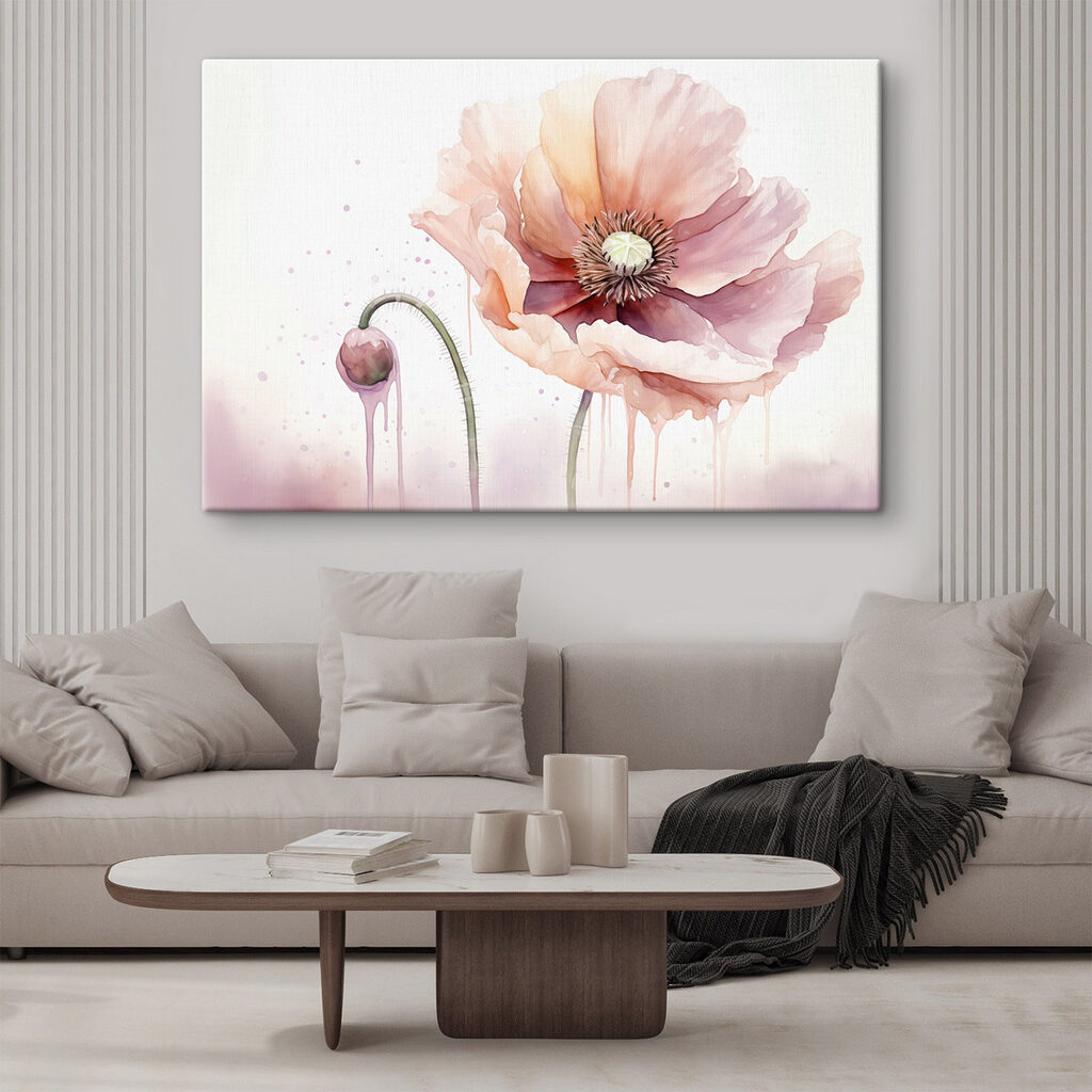 Amapola rosa en acuarela — interior 1