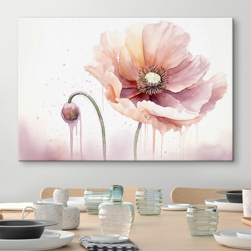 Amapola rosa en acuarela — interior 2