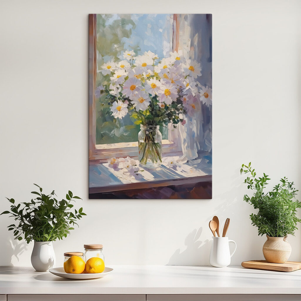 Margaritas en ventana soleada — interior 1