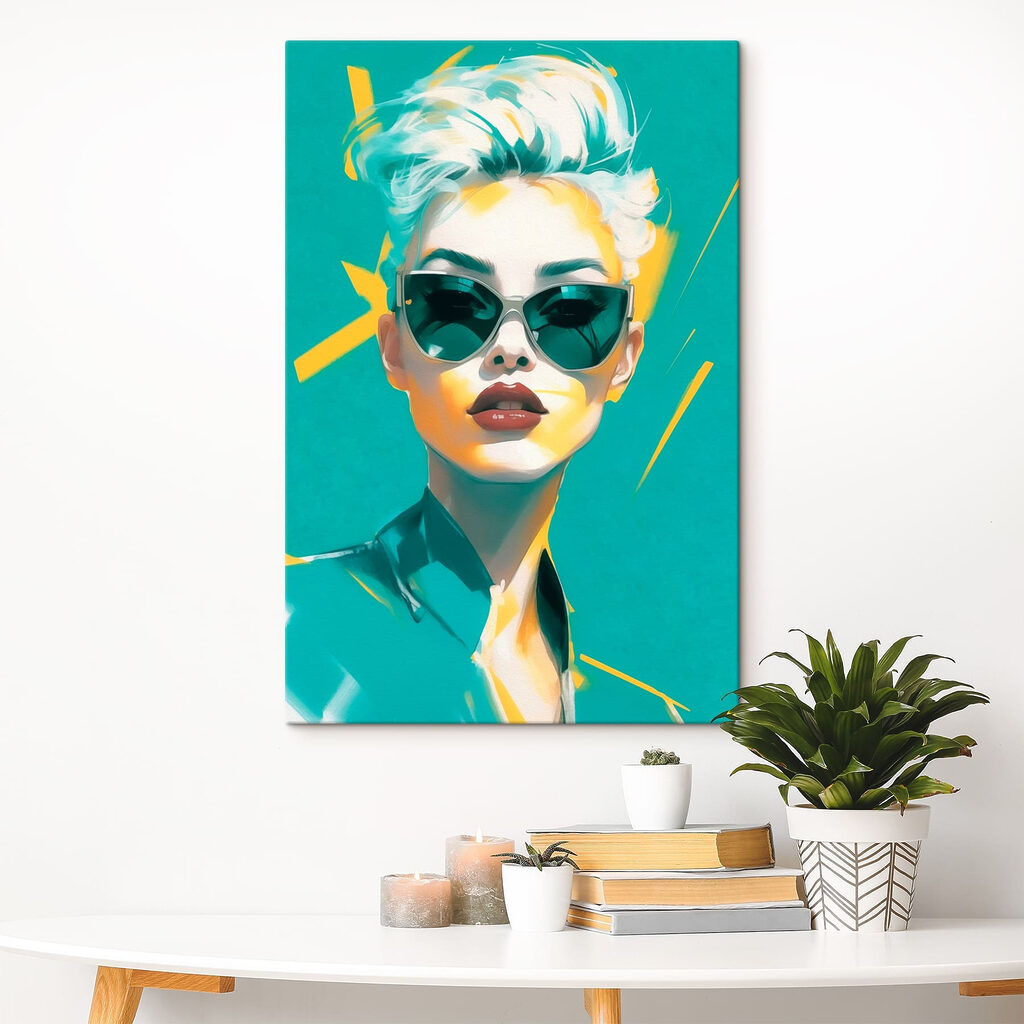 Retrato turquesa con gafas — interior 2