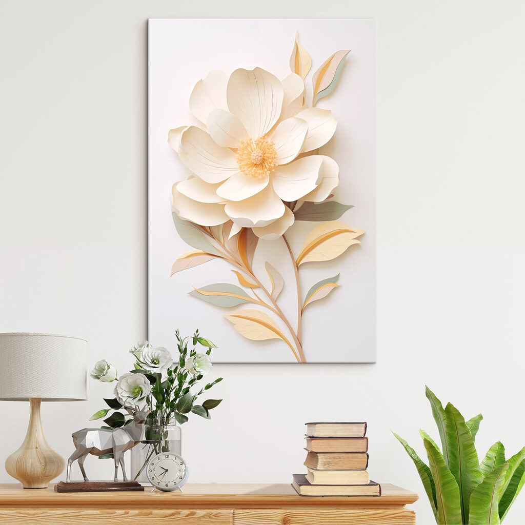 Magnolia blanca sobre dorado — interior 1