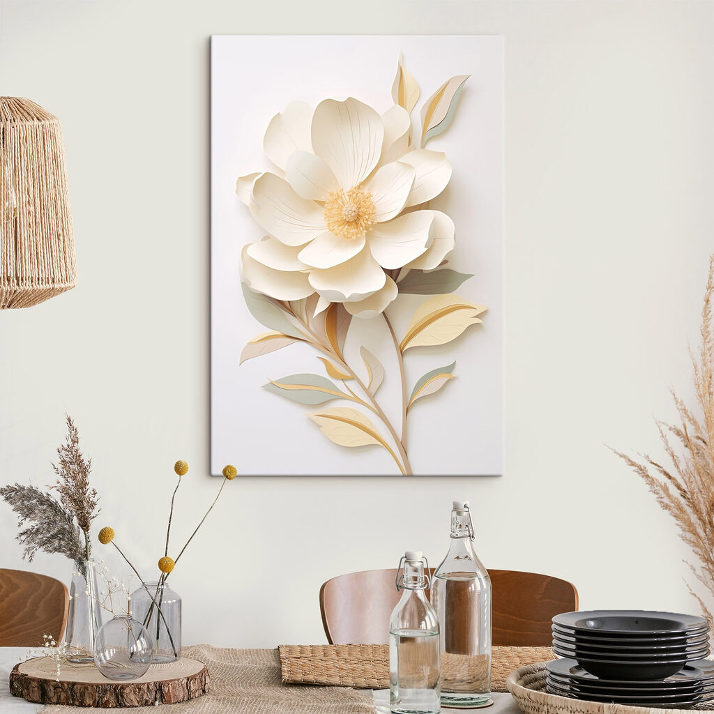 Magnolia blanca sobre dorado — interior 2