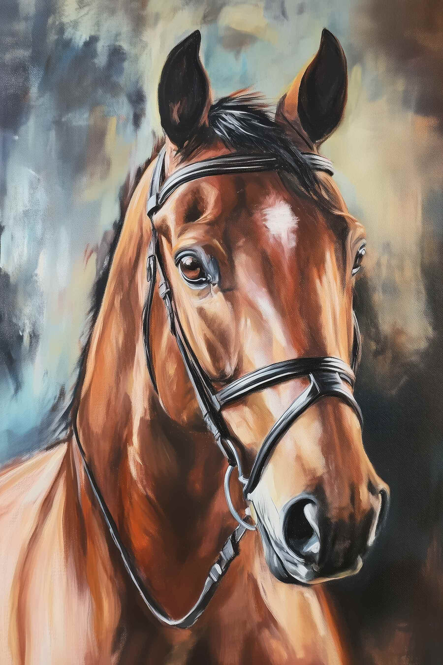Caballo marrón con brida — diseño completo