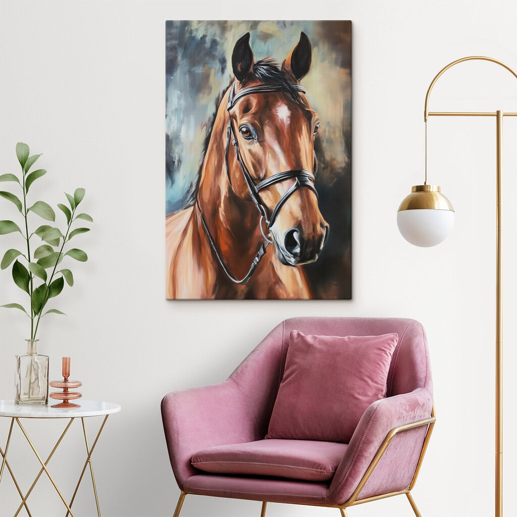 Caballo marrón con brida — interior 2