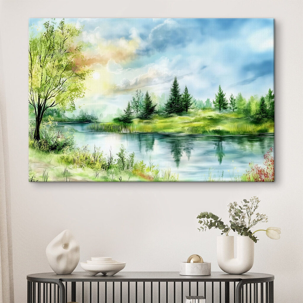 Orilla verde con nubes — interior 2