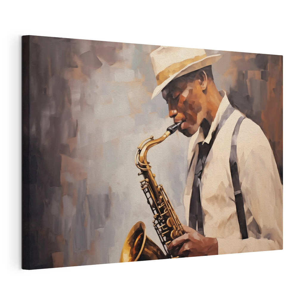 Saxofonista con sombrero claro — vista del producto