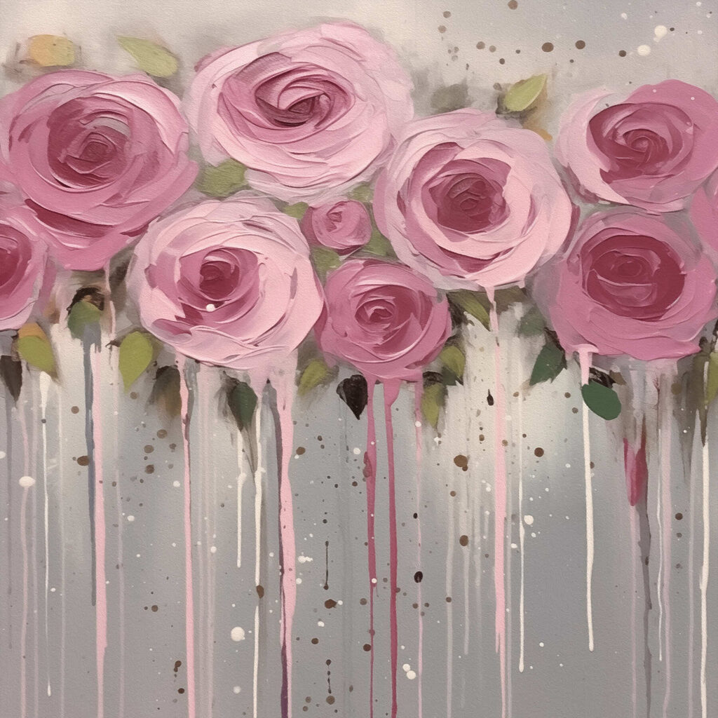 Rosas sobre pinceladas — diseño completo