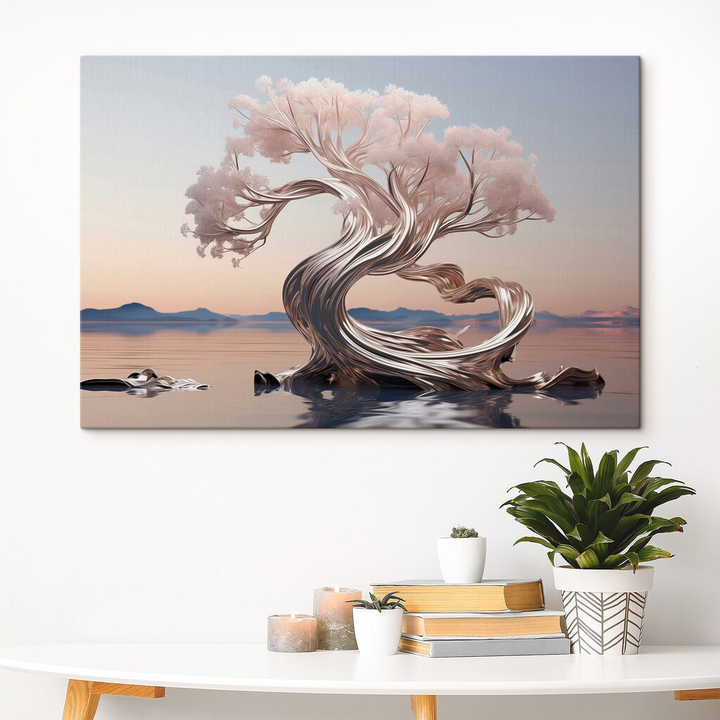 Árbol de tronco gris en un interior