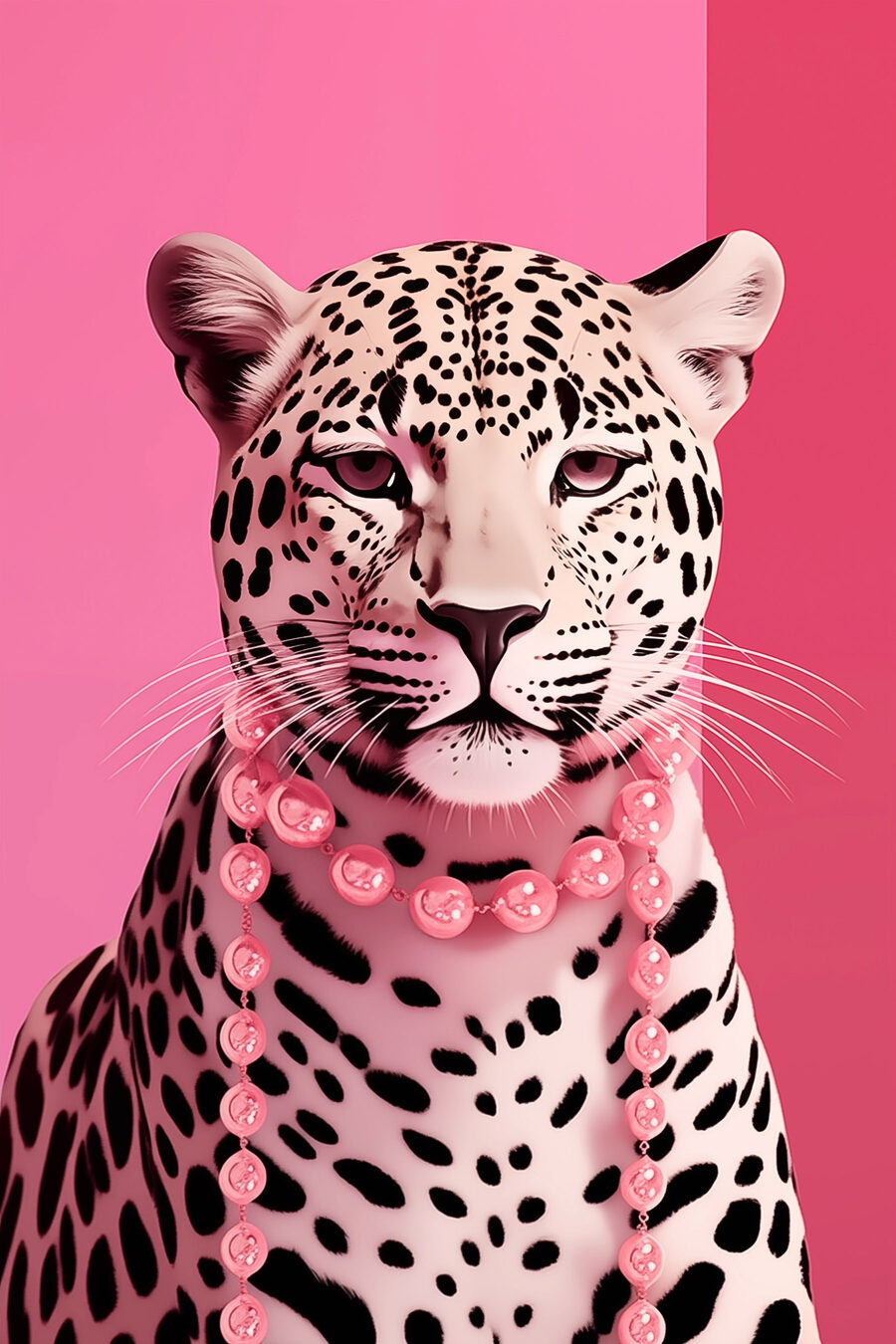 Leopardo sobre rosa — diseño completo